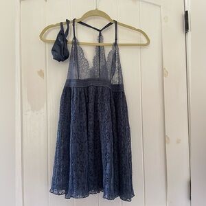 Victoria secret blue lace camisole intimate set lingerie size L